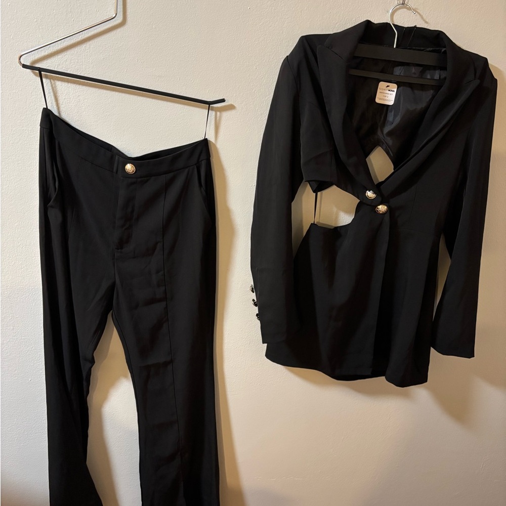Fashion Nova Black Blazer and Pants Set